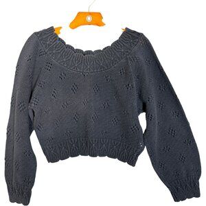 Vintage 100% Cotton Sweater Scalloped Edge Feminine S